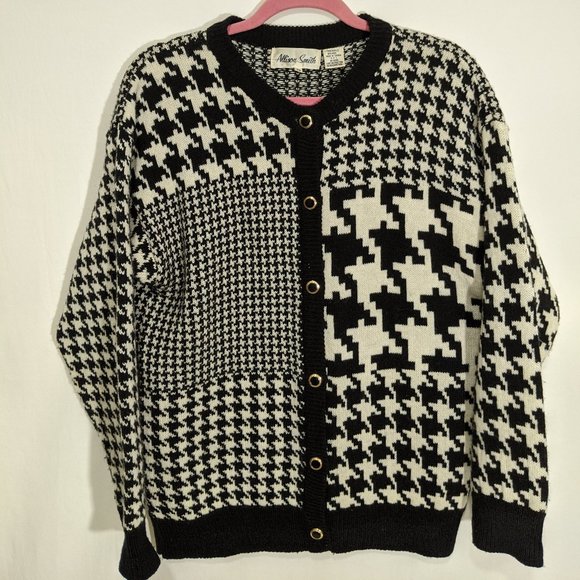 Vintage Houndstooth Allison Smith Cardigan Size M - Picture 5 of 6